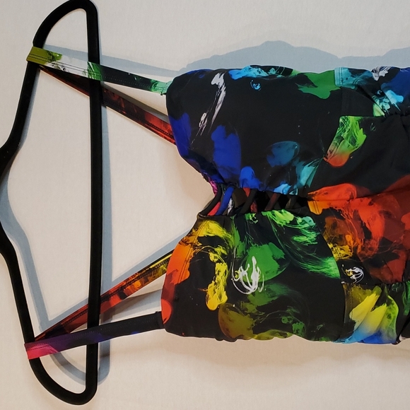 One Piece Rainbow Color Bathing Suit - Picture 3 of 5